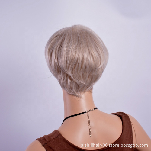 Celebrity Wigs white short natural straight Synthetic hair for Costume / Cosplay Party Wigs